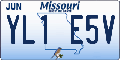 MO license plate YL1E5V