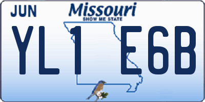 MO license plate YL1E6B