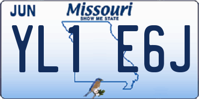 MO license plate YL1E6J