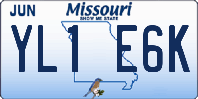 MO license plate YL1E6K