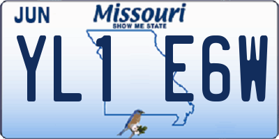 MO license plate YL1E6W