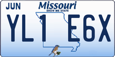 MO license plate YL1E6X