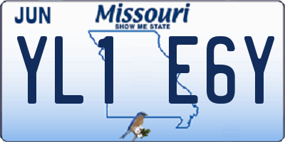 MO license plate YL1E6Y