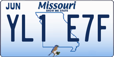 MO license plate YL1E7F