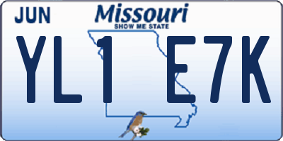 MO license plate YL1E7K