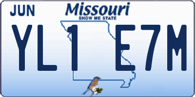 MO license plate YL1E7M