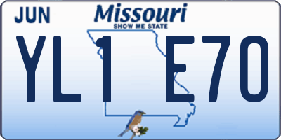 MO license plate YL1E7O