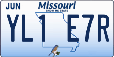 MO license plate YL1E7R