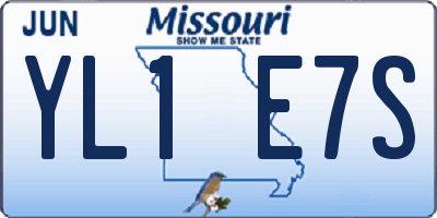 MO license plate YL1E7S