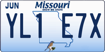 MO license plate YL1E7X
