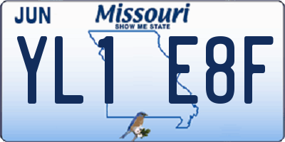 MO license plate YL1E8F