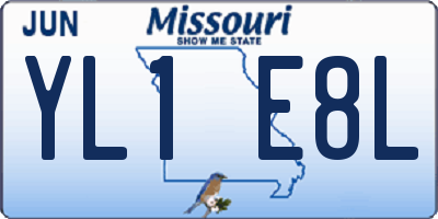 MO license plate YL1E8L