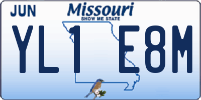 MO license plate YL1E8M