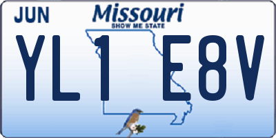 MO license plate YL1E8V
