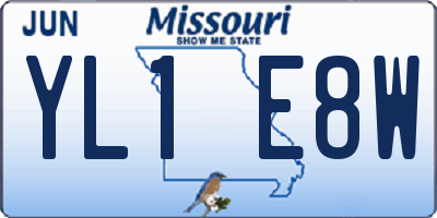 MO license plate YL1E8W