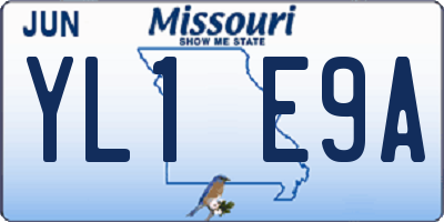 MO license plate YL1E9A