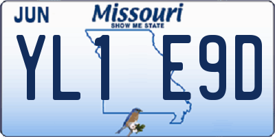 MO license plate YL1E9D