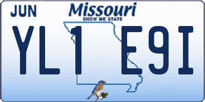 MO license plate YL1E9I