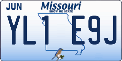 MO license plate YL1E9J