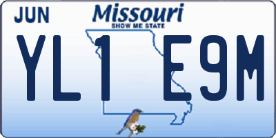 MO license plate YL1E9M