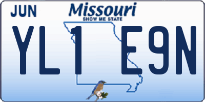 MO license plate YL1E9N