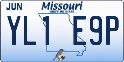 MO license plate YL1E9P