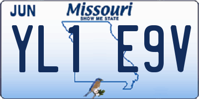 MO license plate YL1E9V