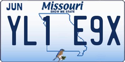MO license plate YL1E9X