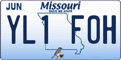 MO license plate YL1F0H