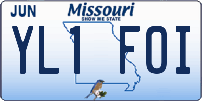 MO license plate YL1F0I