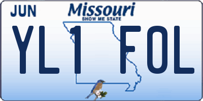 MO license plate YL1F0L