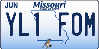 MO license plate YL1F0M