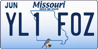 MO license plate YL1F0Z