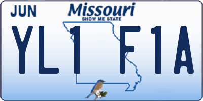 MO license plate YL1F1A