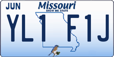 MO license plate YL1F1J