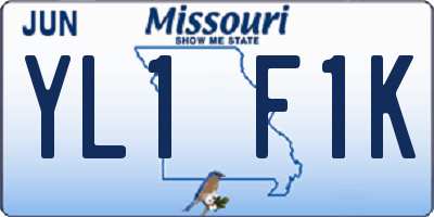 MO license plate YL1F1K