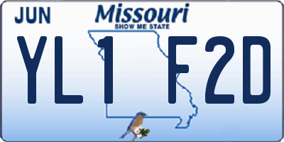 MO license plate YL1F2D
