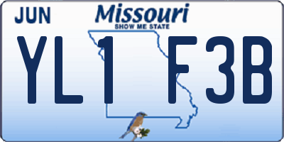 MO license plate YL1F3B