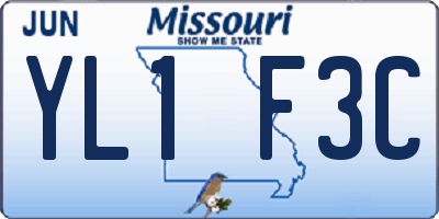 MO license plate YL1F3C