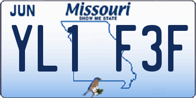 MO license plate YL1F3F