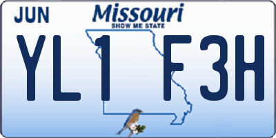 MO license plate YL1F3H