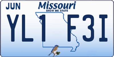 MO license plate YL1F3I