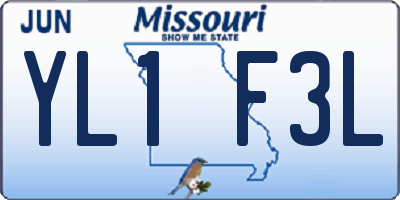MO license plate YL1F3L