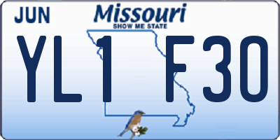 MO license plate YL1F3O