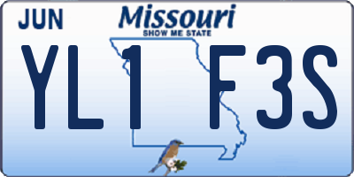 MO license plate YL1F3S