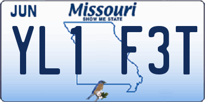 MO license plate YL1F3T