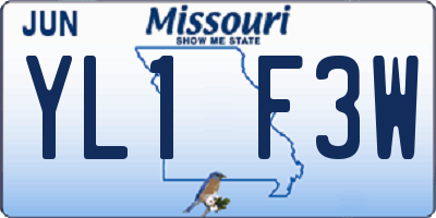 MO license plate YL1F3W