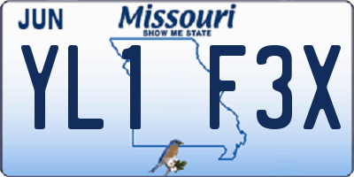 MO license plate YL1F3X