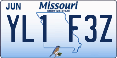MO license plate YL1F3Z