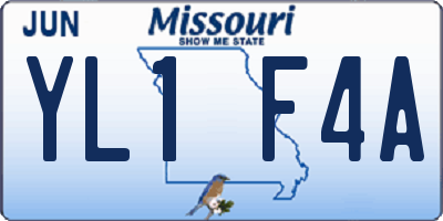 MO license plate YL1F4A
